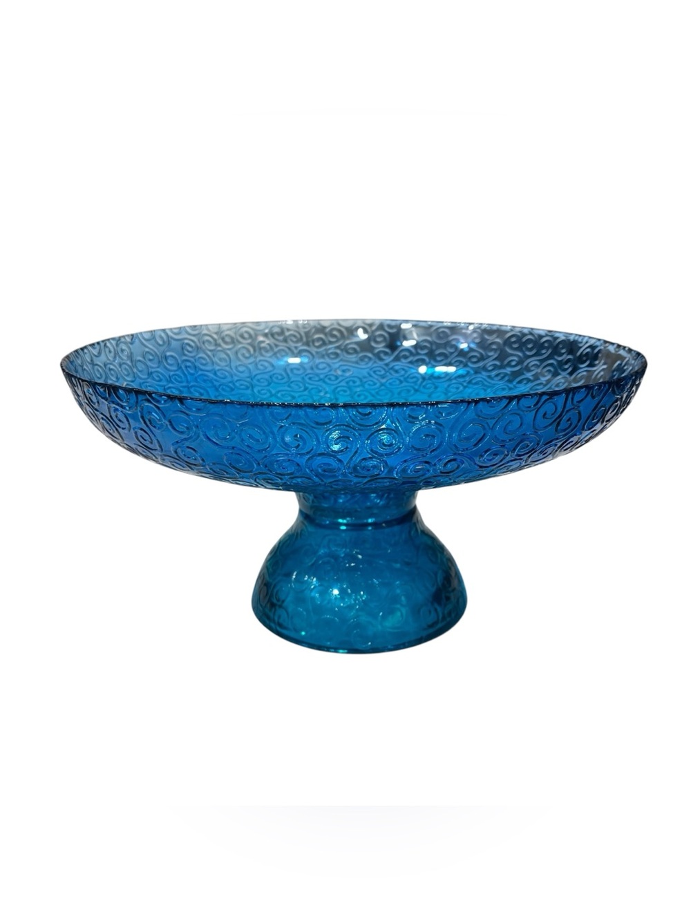 Blue/Green Glass Pedestal Bowl - Decorative Home Art made in Spain